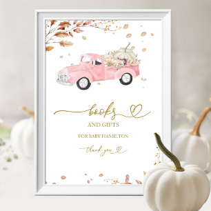 Póster Letrero de libros y regalos para baby shower de ni