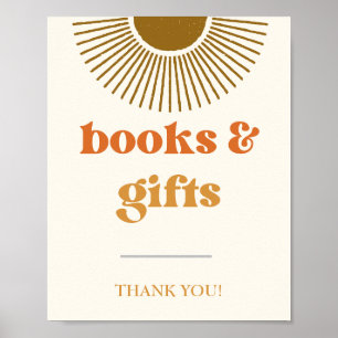 Póster Letrero de Libros y Regalos Retro Sun, Regalos Boh