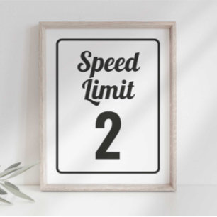 Póster Letrero de Límite de Velocidad Cumpleaños de Auto