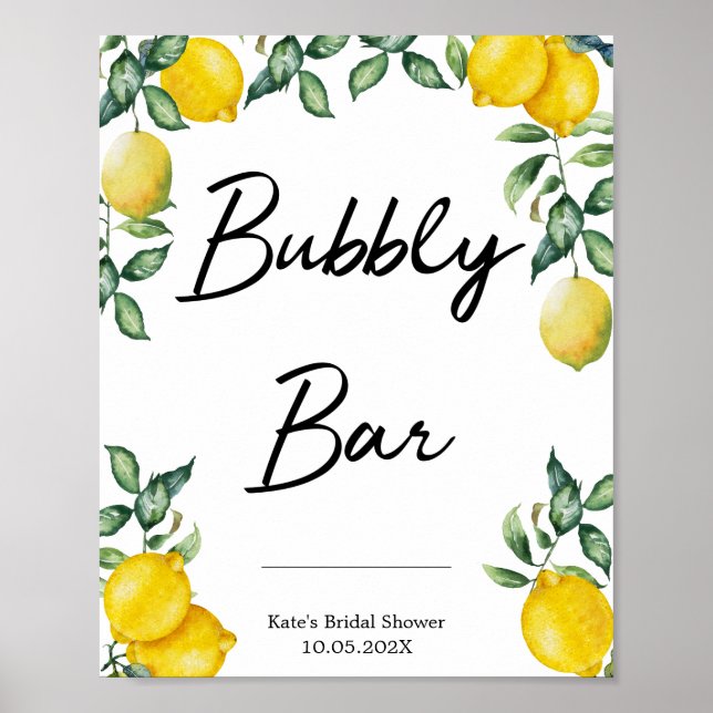 Póster Letrero de limones de Bar burbujeante personalizad (Frente)