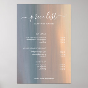 Póster Letrero de Lista de Precios de Salón Minimalista M