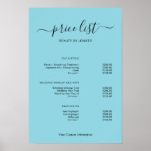 Letrero de Lista de Precios de Salón Minimalista M