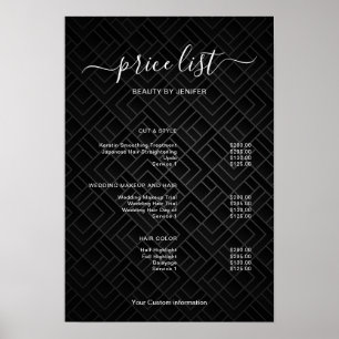 Póster Letrero de lista de precios de salón minimalista m