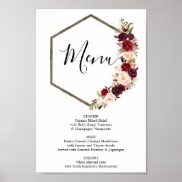 Póster Letrero de Menú Boho Burgundy o Menú de Bar