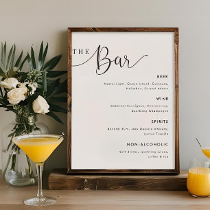 Póster Letrero de menú de bar de boda con caligrafía mode