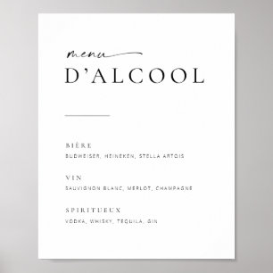 Póster Letrero de menú de bar de boda con letra script mo