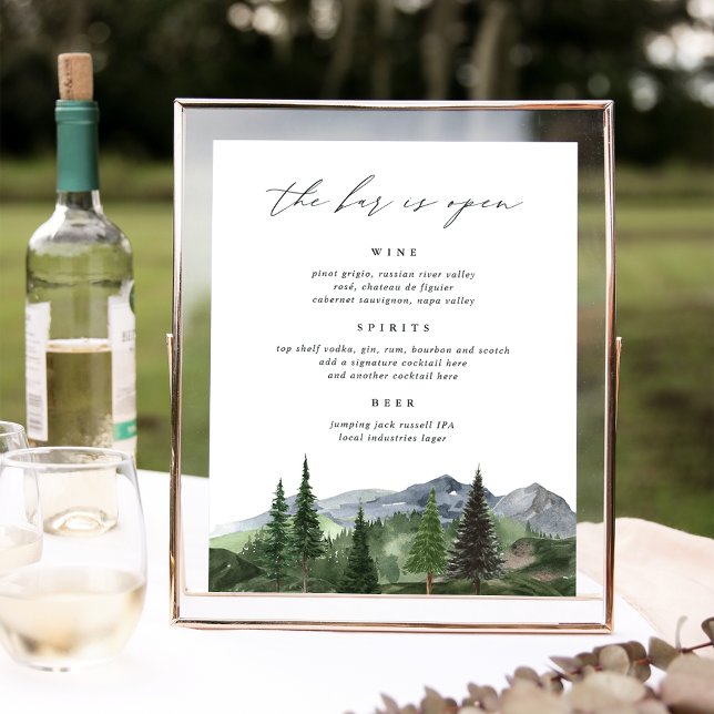 Póster Letrero de menú de bar de boda en Timberline | Mou (Subido por el creador)