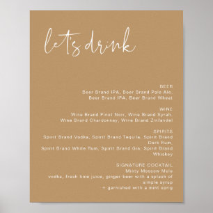 Póster Letrero de menú de bar INDIE Boho tonos tierra