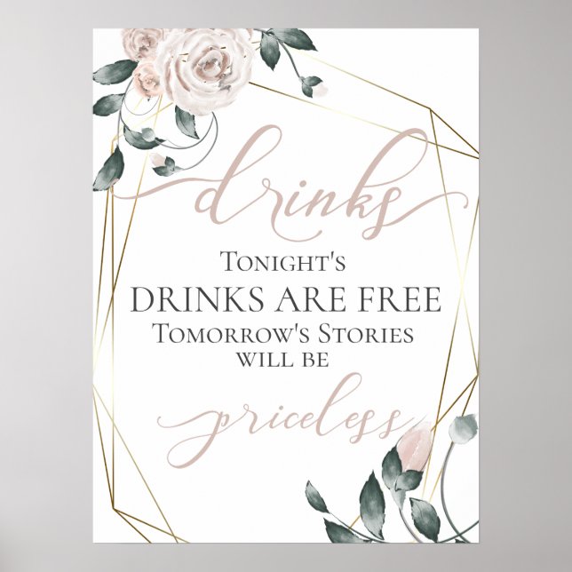 Póster Letrero de menú de barra de bebidas gratis diverti (Frente)