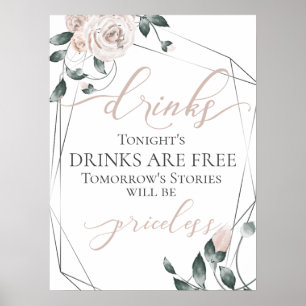 Póster Letrero de menú de barra de bebidas gratis diverti
