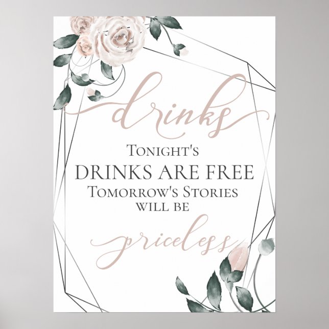 Póster Letrero de menú de barra de bebidas gratis diverti (Frente)