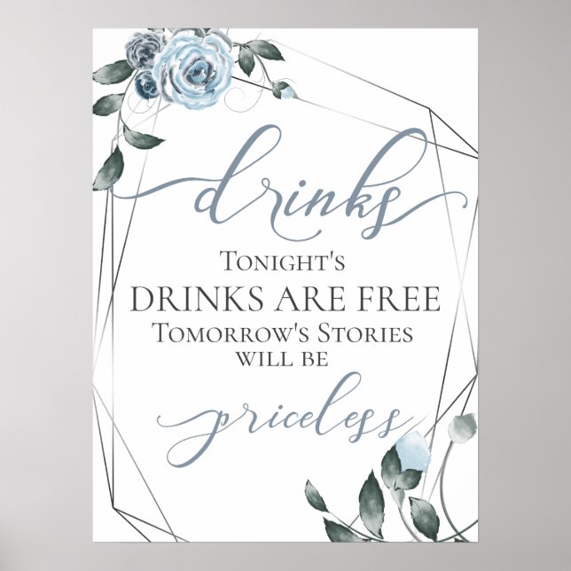 Póster Letrero de menú de barra de bebidas gratis diverti (Frente)