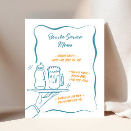 Póster Letrero de menú de barra de servicio de botella ca
