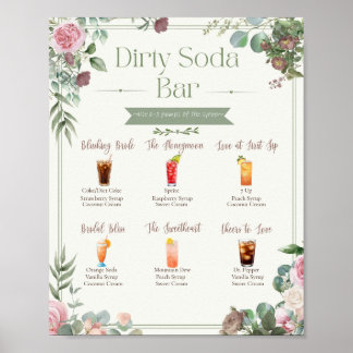Póster Letrero de menú de barra de soda sucia editable