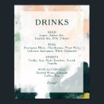 Póster Letrero de menú de bebidas de boda abstracto color<br><div class="desc">Este colorido letrero de menú de bebidas de boda abstracto es perfecto para tu boda boho moderna única. Pintado a mano con marcas de pincel texturizadas de verde esmeralda oscuro, melocotón y mostaza, todas superpuestas con un cuadrado transparente minimalista, seguro que dará a tu ocasión un toque simple pero rústico...</div>