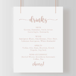 Póster Letrero de menú de bebidas de boda con caligrafía