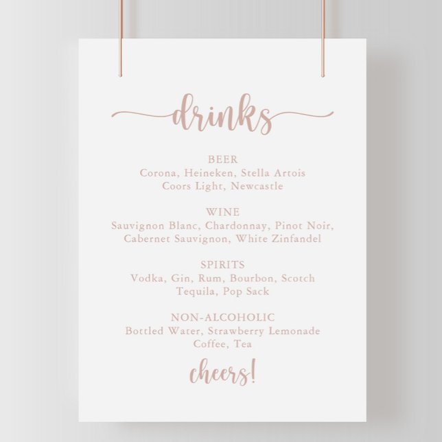 Póster Letrero de menú de bebidas de boda con caligrafía  (Subido por el creador)