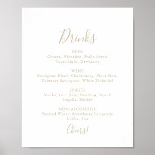 Póster Letrero de menú de bebidas de boda minimalista sim