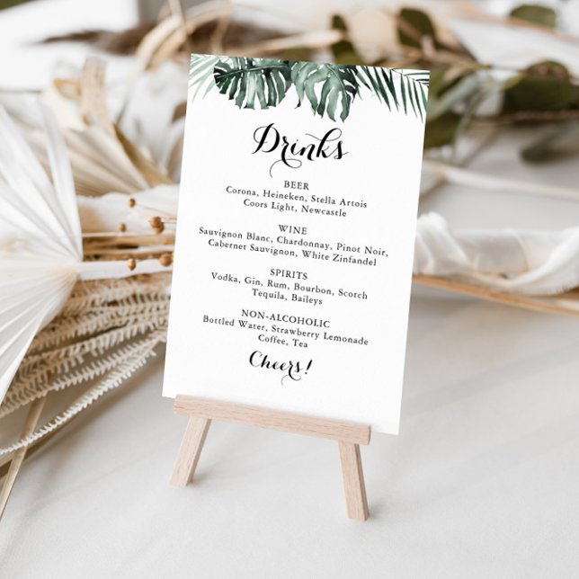 Póster Letrero de menú de bebidas para boda blanca con ve (Subido por el creador)