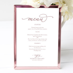 Póster Letrero de menú de boda con escritura elegante en 