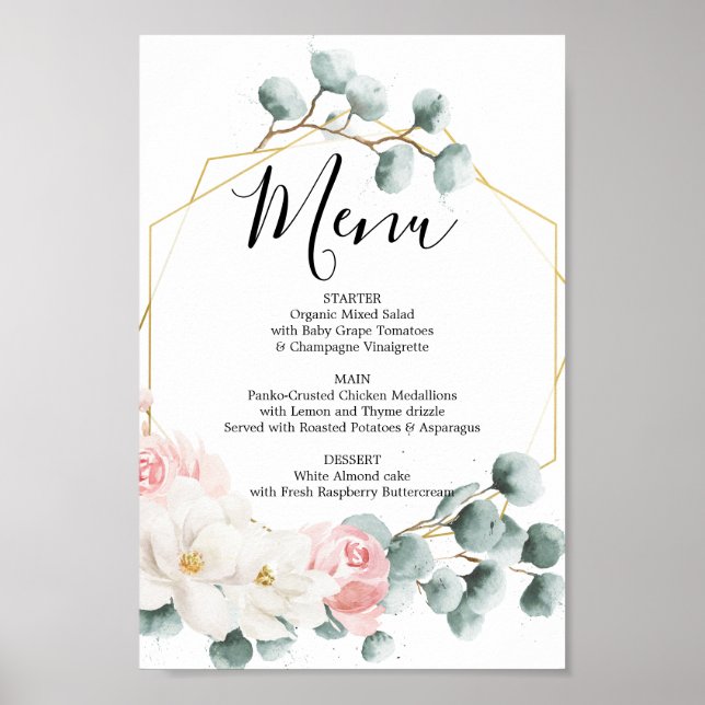 Póster Letrero de Menú de Vegetación Floral o Menú de Bar (Frente)