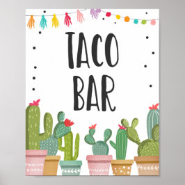 Póster Letrero de Mesa Comida Mexicana Taco Bar Cactus Fi