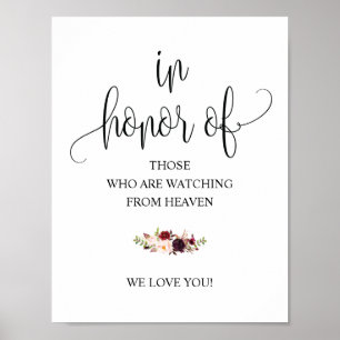 Póster Letrero de mesa conmemorativo de boda con caligraf