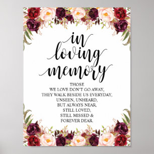 Póster Letrero de mesa conmemorativo de boda con caligraf