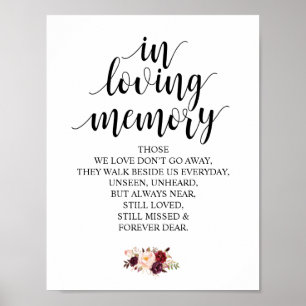 Póster Letrero de mesa conmemorativo de boda con caligraf
