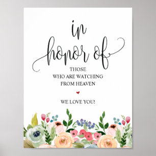 Póster Letrero de mesa conmemorativo de boda con caligraf