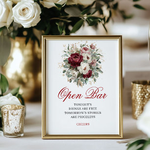 Póster Letrero de mesa de barra abierta de lujo rubor bor