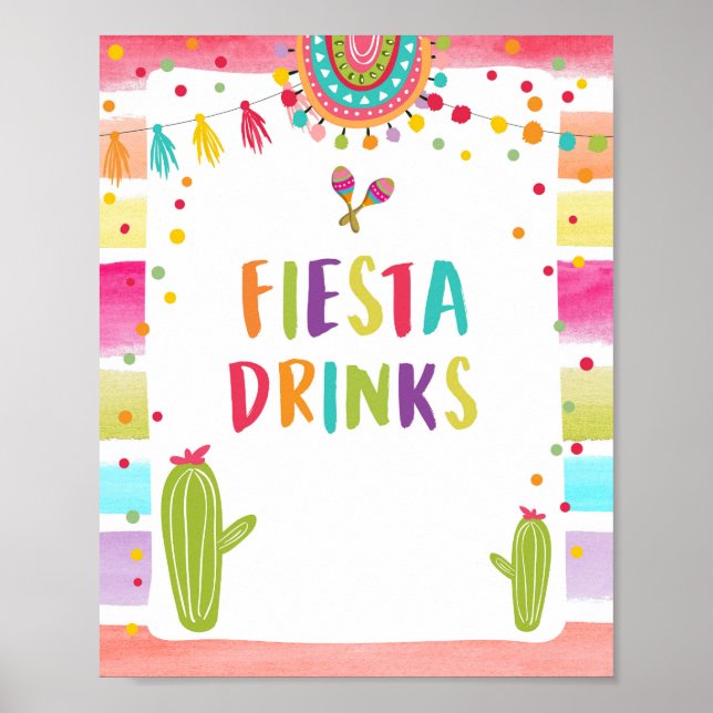 Póster Letrero De Mesa De Bebida Fría Mexicana De Cactus  (Frente)