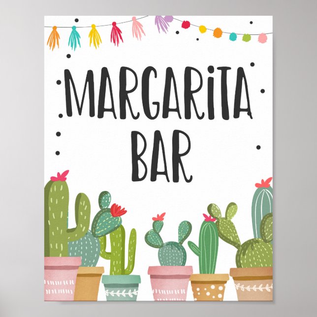 Póster Letrero de mesa de bebidas del bar de Margaritas F (Frente)