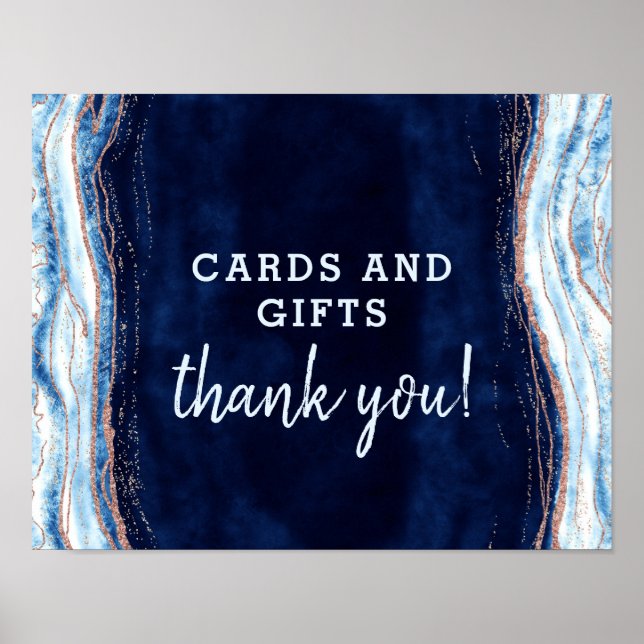 Póster Letrero de mesa de boda de Tarjetas y regalos de g (Frente)