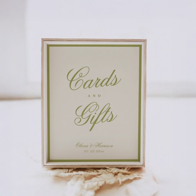 Póster Letrero de mesa de bodas Tarjetas y regalos Verde  (Subido por el creador)