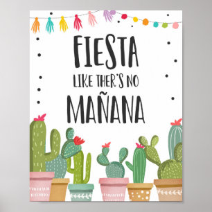 Póster Letrero de mesa de cactus de fiesta como si no hub