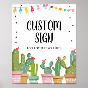 Póster Letrero de mesa de cactus suculento de fiesta pers