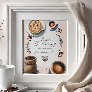Póster Letrero de Mesa de Café "El Amor se Está Preparand