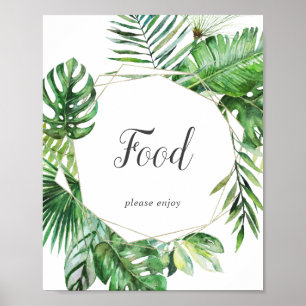 Póster Letrero de mesa de comida de palma tropical salvaj