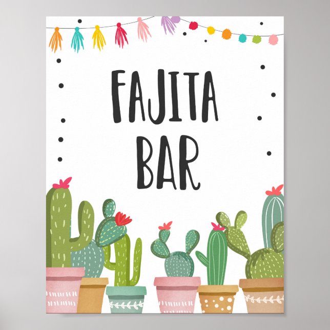 Póster Letrero de Mesa de Comida Fiesta de Barra de Fajit (Frente)