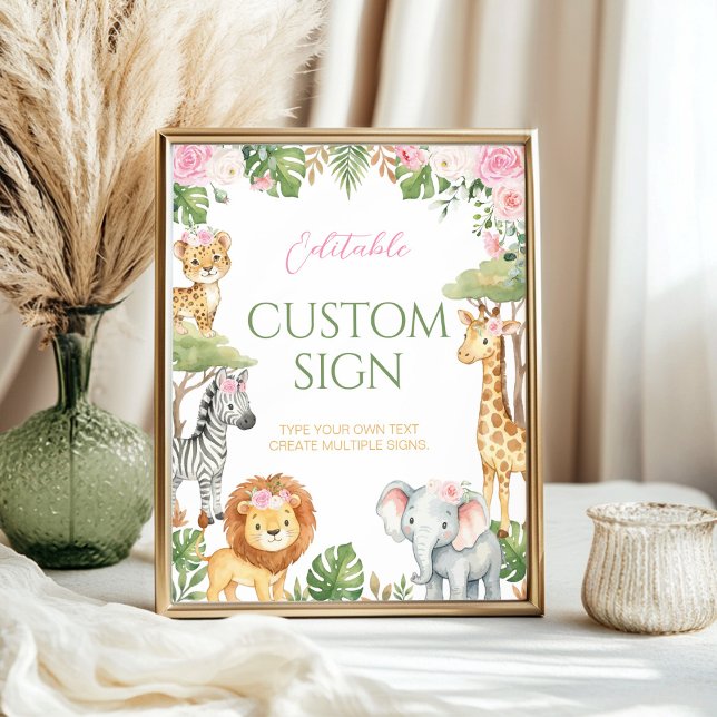 Póster Letrero de mesa de cumpleaños de animales de la se (Subido por el creador)