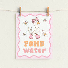 Póster Letrero de mesa de ganso tonto de agua de estanque