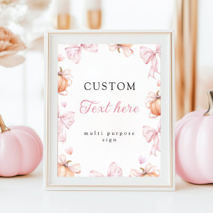 Póster Letrero de mesa de lazo de calabaza Baby Shower