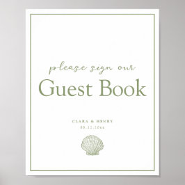 Póster Letrero de mesa de libro de invitados de boda con 