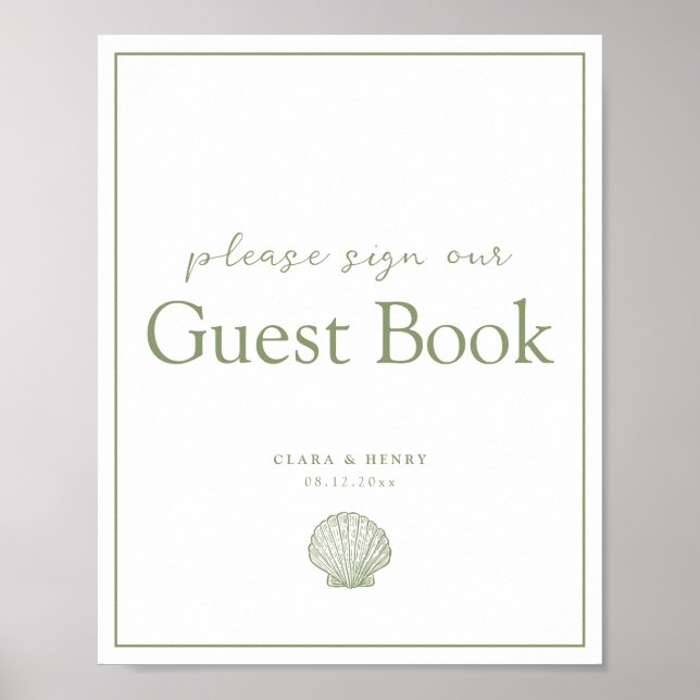 Póster Letrero de mesa de libro de invitados de boda con  (Frente)