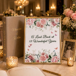 Póster Letrero de Mesa de Memoria de Mariposa