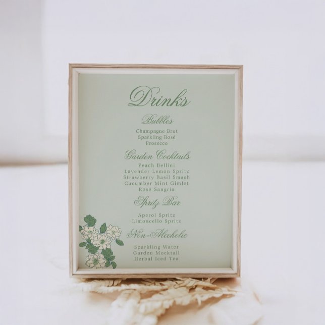 Póster Letrero de mesa de menú de bebidas verde salvia (Subido por el creador)