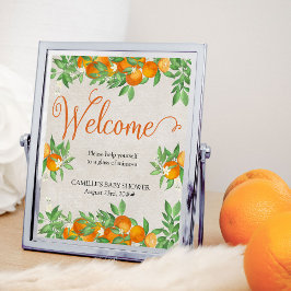 Póster Letrero de mesa de Mimosa de Naranja Cítrica de Bi