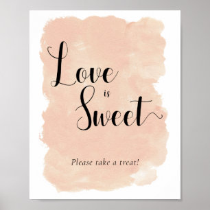 Póster Letrero de Mesa de Postres de Boda con Acuarela Ro