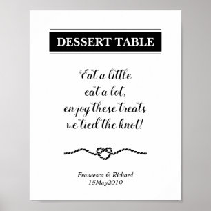 Póster Letrero de Mesa de Postres de Boda Náutico con Cor